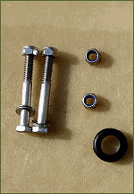 Two half threaded bolts, self locking nuts, washers and grommets
